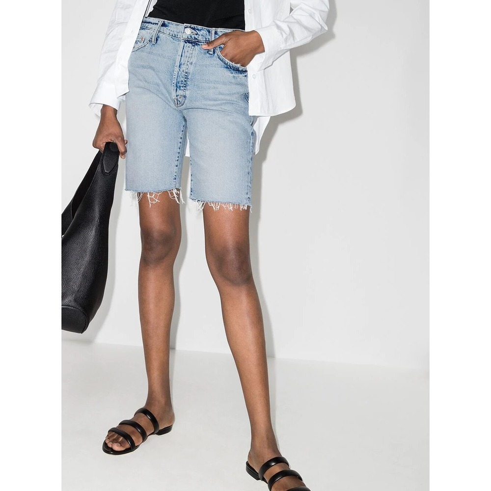MOTHER Denim Trickster Short Fray Win Some Lose Some Light Wash Size 27 $248 - Picture 7 of 16
